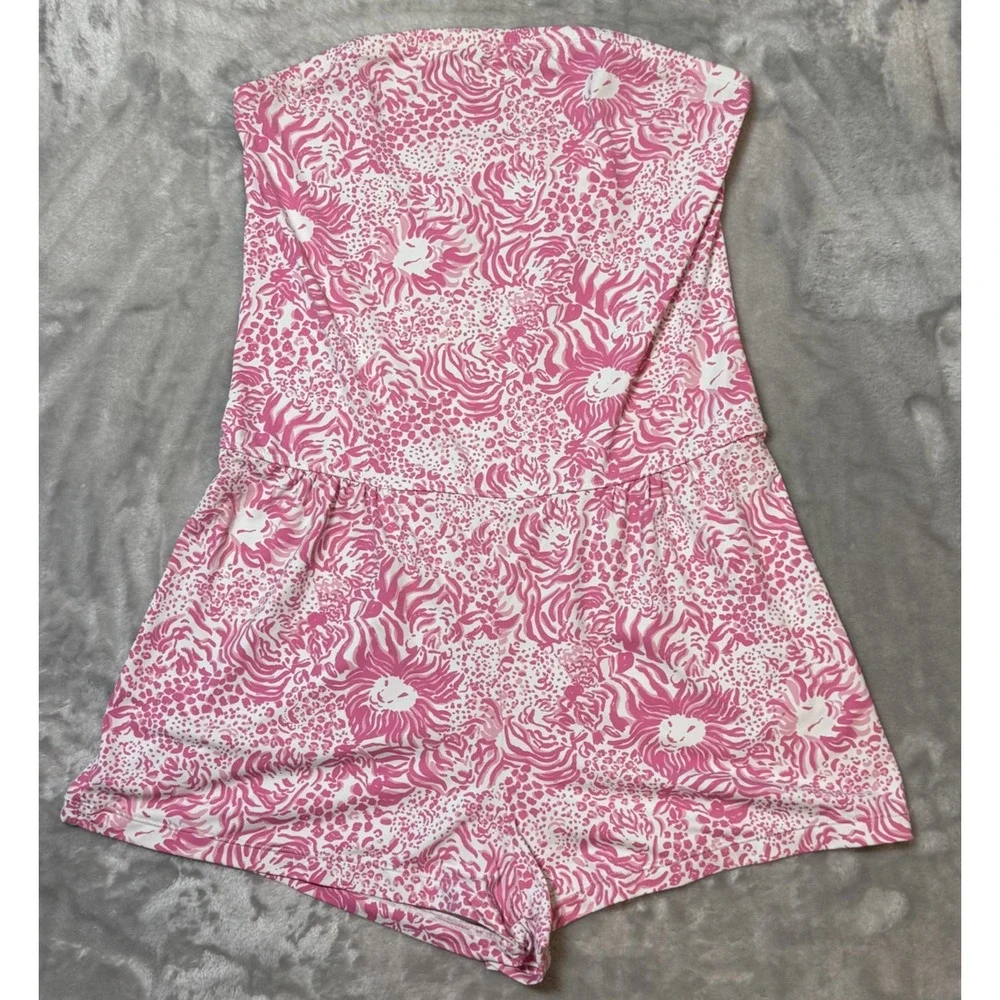 Lilly Pulitzer Women's Medium Strapless Romper‎ in Get Spotted Lion Resort Wear